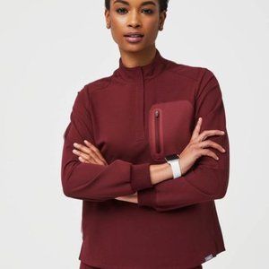 NWT Figs Kibaza Long Sleeve Scrub Top Burgundy